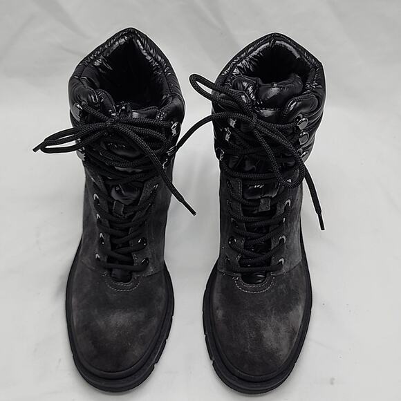 MARC FISHER VELIMA BLACK LUG SOLE HIKING BOOTIES SUEDE LADIES SIZE 6.5 NWOB - Picture 3 of 16